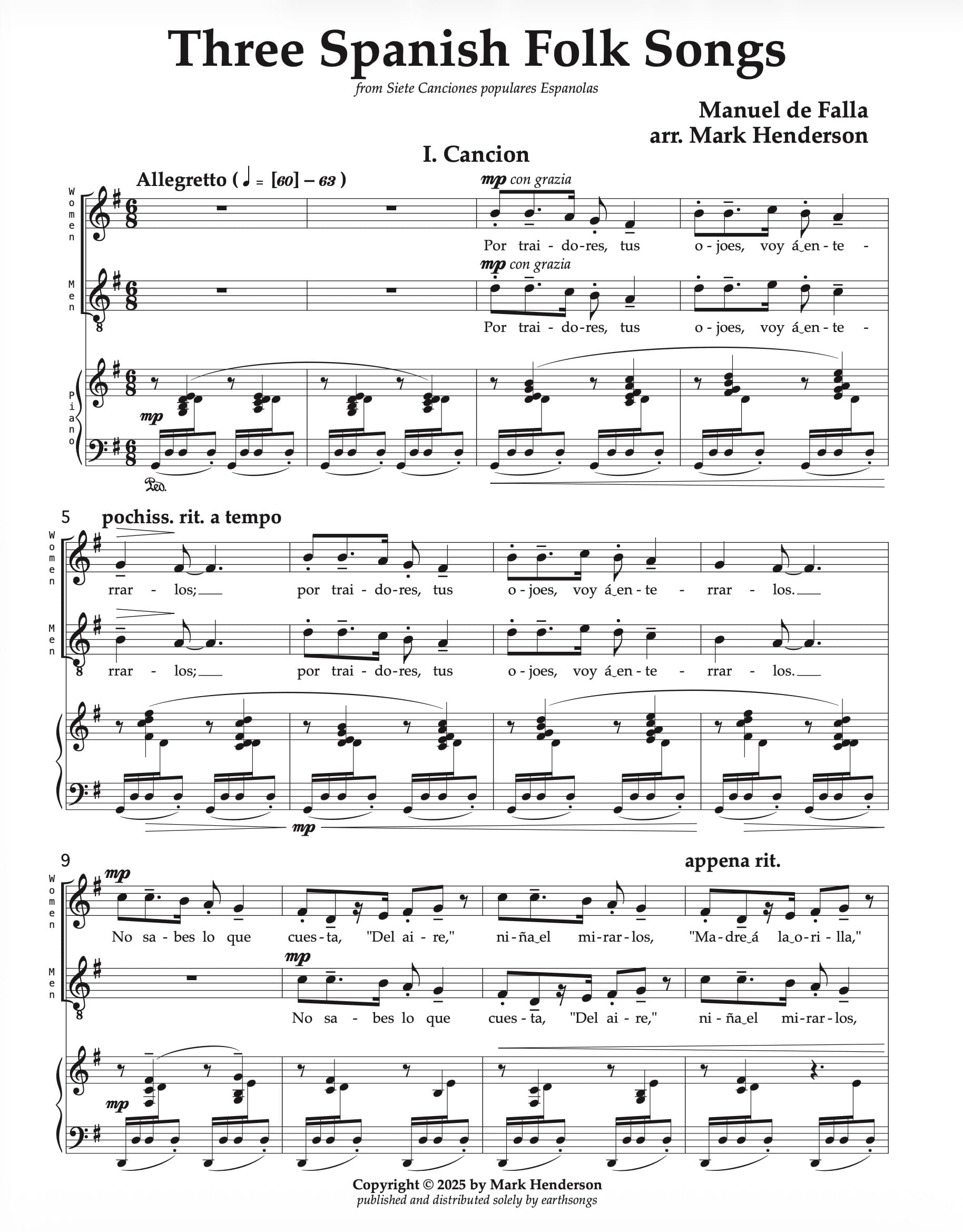 three spanish folk songs (SATB)